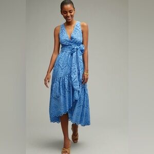 Maeve Eyelet Wrap Midi Dress